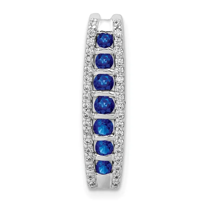 Qgold Necklaces 14k White Gold 15ct Diamond and Sapphire Fancy Chain Slide 12 grams Qgold Necklaces 14k White Gold 15ct Diamond and Sapphire Fancy Chain Slide 12 grams