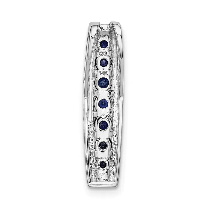 Qgold Necklaces 14k White Gold 15ct Diamond and Sapphire Fancy Chain Slide 12 grams Qgold Necklaces 14k White Gold 15ct Diamond and Sapphire Fancy Chain Slide 12 grams