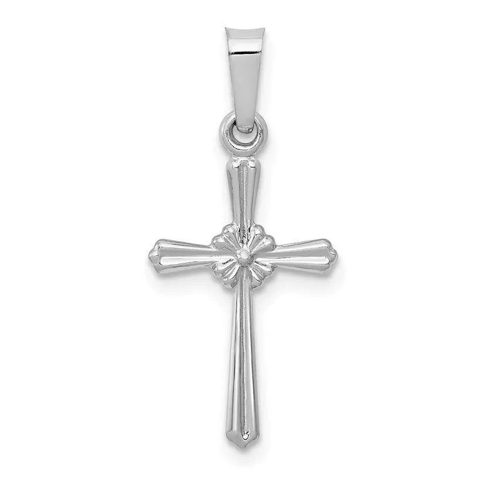 Qgold Necklaces 14k White Gold 1097 mm Polished Center Flower Cross Pendant 029 grams Qgold Necklaces 14k White Gold 1097 mm Polished Center Flower Cross Pendant 029 grams