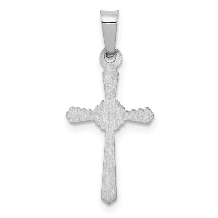 Qgold Necklaces 14k White Gold 1097 mm Polished Center Flower Cross Pendant 029 grams
