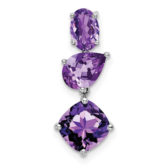 Qgold Necklaces 14k White Gold Amethyst Chain Slide 065 grams