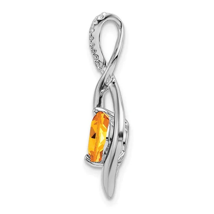 Qgold Necklaces 14k White Gold Citrine and Diamond Pendant 14 grams Qgold Necklaces 14k White Gold Citrine and Diamond Pendant 14 grams
