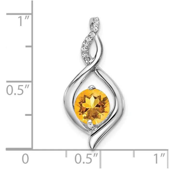 Qgold Necklaces 14k White Gold Citrine and Diamond Pendant 14 grams Qgold Necklaces 14k White Gold Citrine and Diamond Pendant 14 grams
