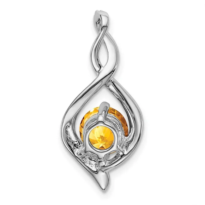 Qgold Necklaces 14k White Gold Citrine and Diamond Pendant 14 grams Qgold Necklaces 14k White Gold Citrine and Diamond Pendant 14 grams