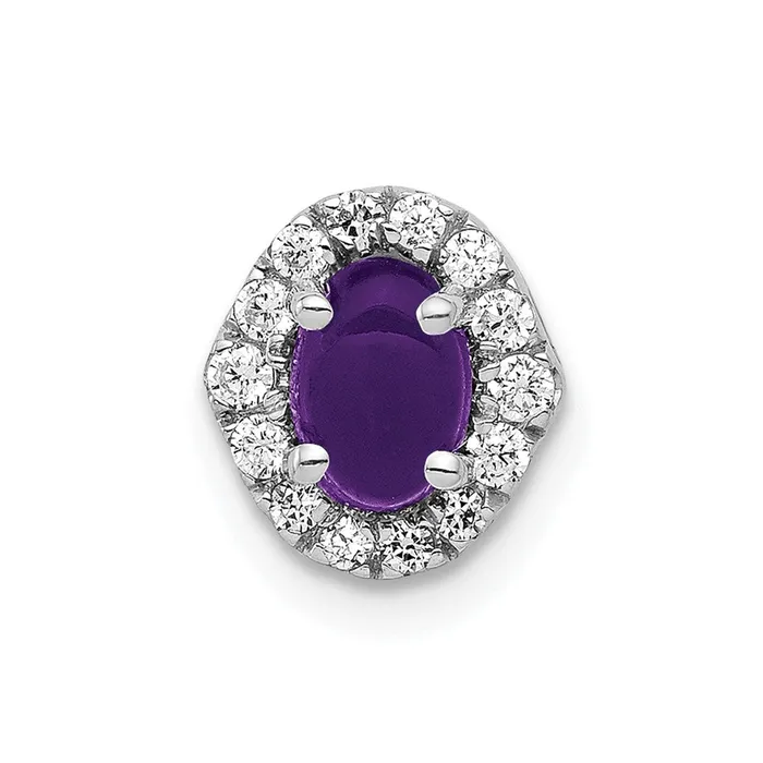 Qgold Necklaces 14k White Gold Diamond and Cabochon 73 Amethyst Chain Slide 08 grams Qgold Necklaces 14k White Gold Diamond and Cabochon 73 Amethyst Chain Slide 08 grams