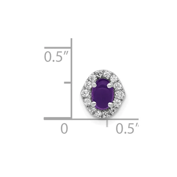 Qgold Necklaces 14k White Gold Diamond and Cabochon 73 Amethyst Chain Slide 08 grams Qgold Necklaces 14k White Gold Diamond and Cabochon 73 Amethyst Chain Slide 08 grams