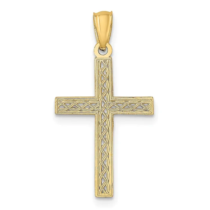 Qgold Necklaces 14k Yellow Gold 14 mm Filigree Cross Pendant 048 grams Qgold Necklaces 14k Yellow Gold 14 mm Filigree Cross Pendant 048 grams