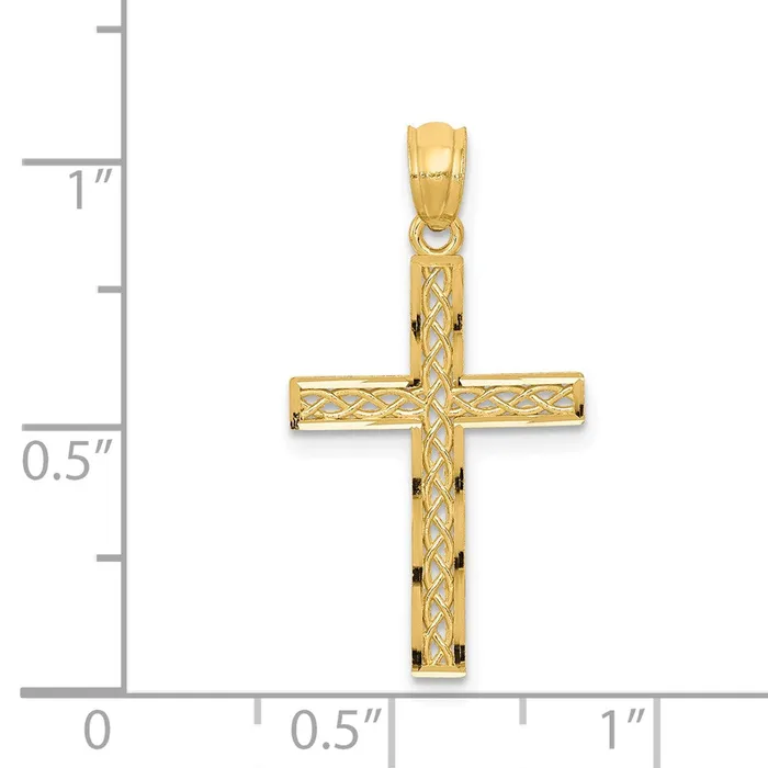 Qgold Necklaces 14k Yellow Gold 14 mm Filigree Cross Pendant 048 grams Qgold Necklaces 14k Yellow Gold 14 mm Filigree Cross Pendant 048 grams