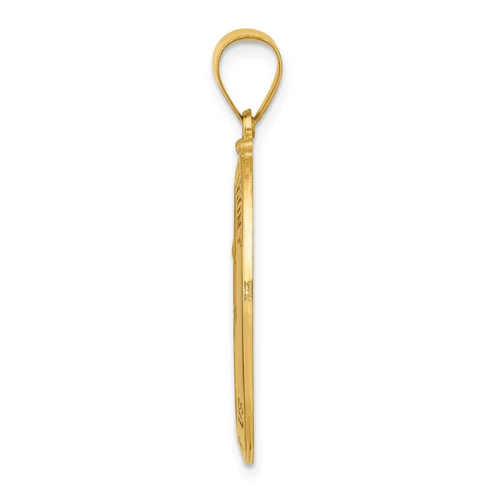 Qgold Necklaces 14k Yellow Gold 17 mm Polished and Satin St Anthony Medal Hollow Pendant 136 grams
