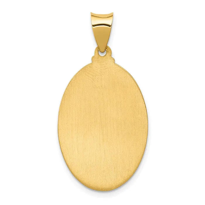 Qgold Necklaces 14k Yellow Gold 17 mm Polished and Satin St Anthony Medal Hollow Pendant 136 grams