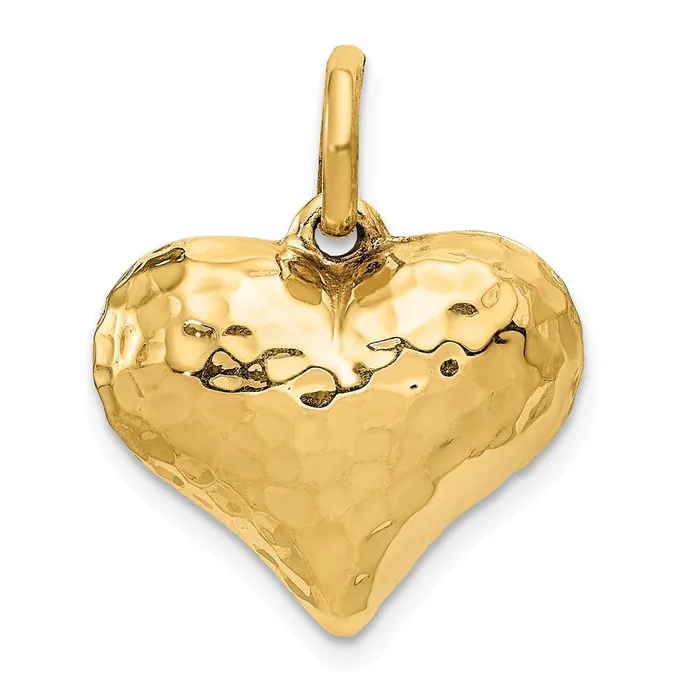 Qgold Necklaces 14k Yellow Gold 19 mm red 3D Heart Pendant 166 grams