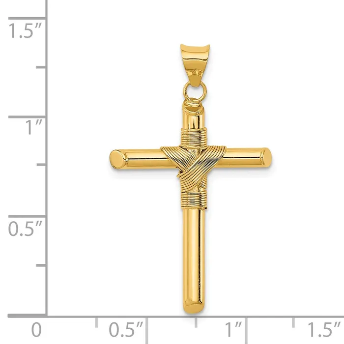 Qgold Necklaces 14k Yellow Gold 216 mm Polished wCenter Wrap Tube Cross Pendant 164 grams Qgold Necklaces 14k Yellow Gold 216 mm Polished wCenter Wrap Tube Cross Pendant 164 grams