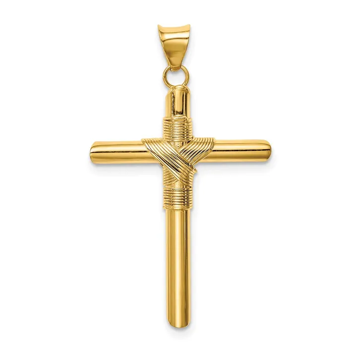 Qgold Necklaces 14k Yellow Gold 216 mm Polished wCenter Wrap Tube Cross Pendant 164 grams Qgold Necklaces 14k Yellow Gold 216 mm Polished wCenter Wrap Tube Cross Pendant 164 grams