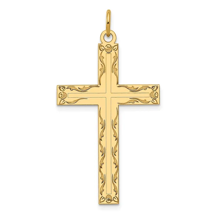 Qgold Necklaces 14k Yellow Gold 22 mm Laser Designed Cross Pendant 179 grams Qgold Necklaces 14k Yellow Gold 22 mm Laser Designed Cross Pendant 179 grams