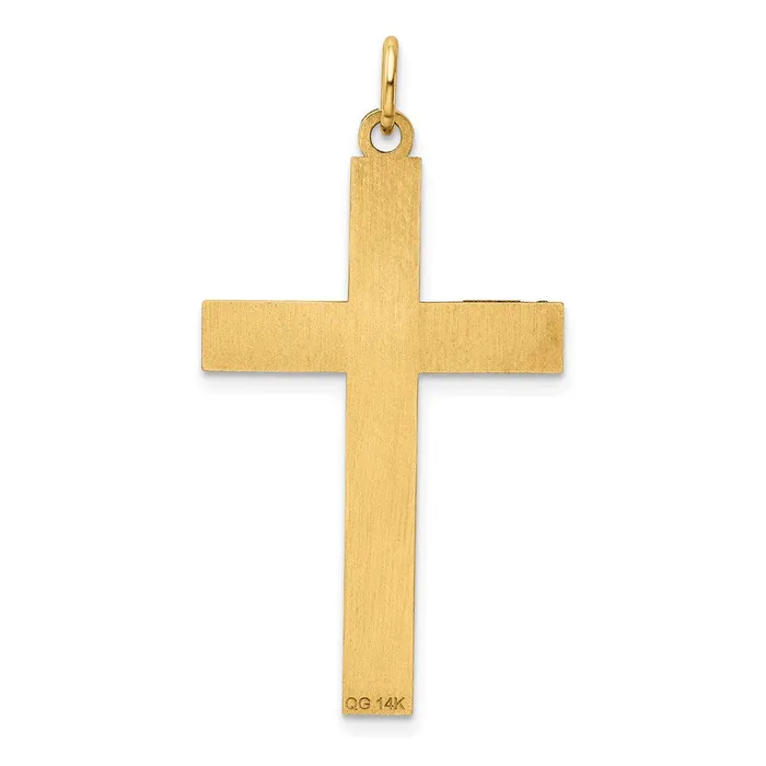 Qgold Necklaces 14k Yellow Gold 22 mm Laser Designed Cross Pendant 179 grams