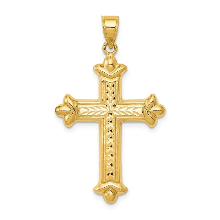 Qgold Necklaces 14k Yellow Gold 23 mm Reversible Diamondcut Cross Pendant 137 grams Qgold Necklaces 14k Yellow Gold 23 mm Reversible Diamondcut Cross Pendant 137 grams