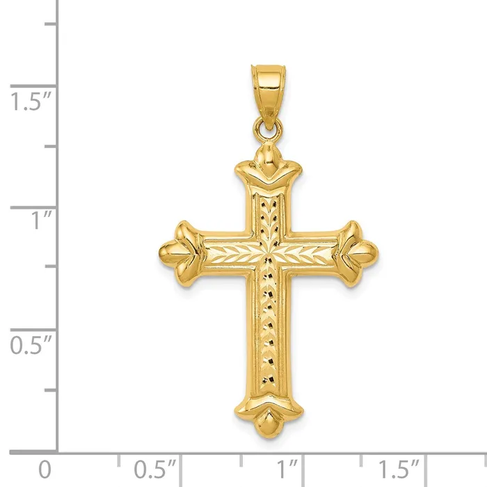 Qgold Necklaces 14k Yellow Gold 23 mm Reversible Diamondcut Cross Pendant 137 grams Qgold Necklaces 14k Yellow Gold 23 mm Reversible Diamondcut Cross Pendant 137 grams