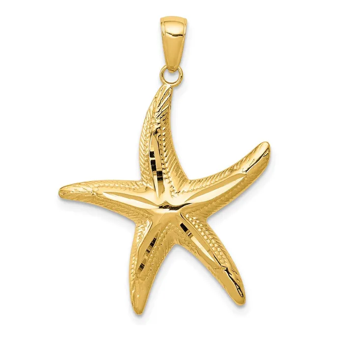 Qgold Necklaces 14k Yellow Gold 26 mm Diamondcut Starfish Pendant 227 grams Qgold Necklaces 14k Yellow Gold 26 mm Diamondcut Starfish Pendant 227 grams