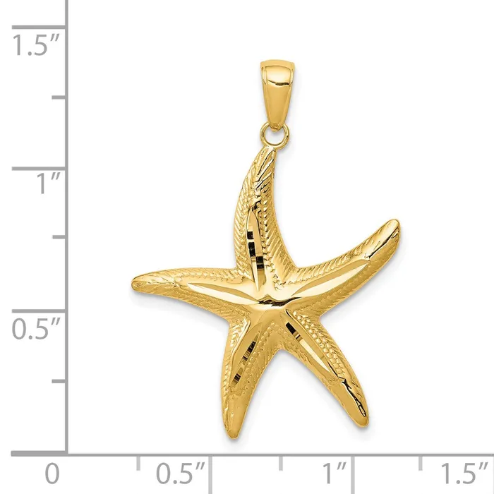 Qgold Necklaces 14k Yellow Gold 26 mm Diamondcut Starfish Pendant 227 grams Qgold Necklaces 14k Yellow Gold 26 mm Diamondcut Starfish Pendant 227 grams