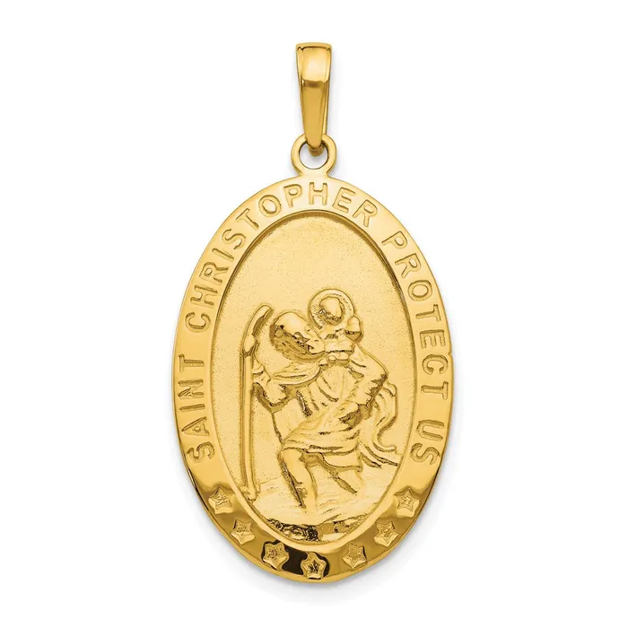 Qgold PreStyled Sets 10k Yellow Gold 18 mm Saint Christopher Medal Pendant 267 grams Qgold PreStyled Sets 10k Yellow Gold 18 mm Saint Christopher Medal Pendant 267 grams