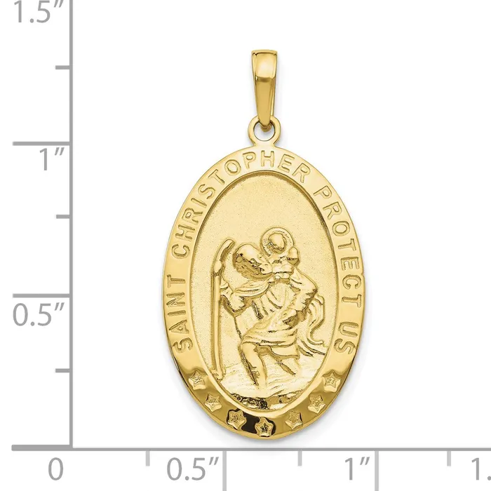 Qgold PreStyled Sets 10k Yellow Gold 18 mm Saint Christopher Medal Pendant 267 grams Qgold PreStyled Sets 10k Yellow Gold 18 mm Saint Christopher Medal Pendant 267 grams