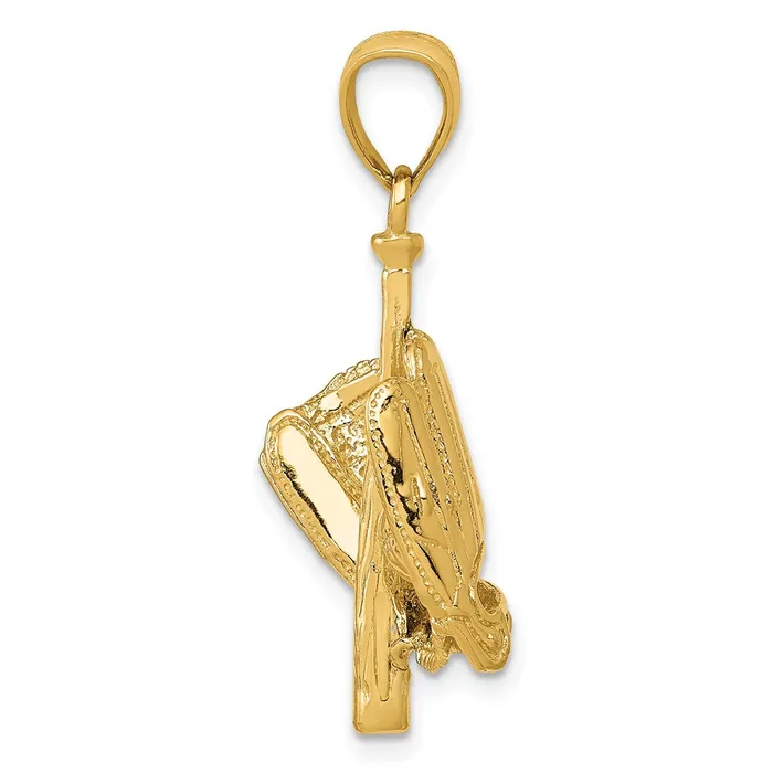 Qgold PreStyled Sets 14k Yellow Gold 13 mm Polished 3D GloveBatBaseball Pendant 5 grams Qgold PreStyled Sets 14k Yellow Gold 13 mm Polished 3D GloveBatBaseball Pendant 5 grams