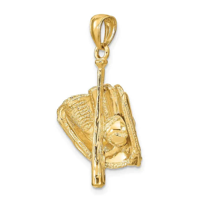 Qgold PreStyled Sets 14k Yellow Gold 13 mm Polished 3D GloveBatBaseball Pendant 5 grams Qgold PreStyled Sets 14k Yellow Gold 13 mm Polished 3D GloveBatBaseball Pendant 5 grams