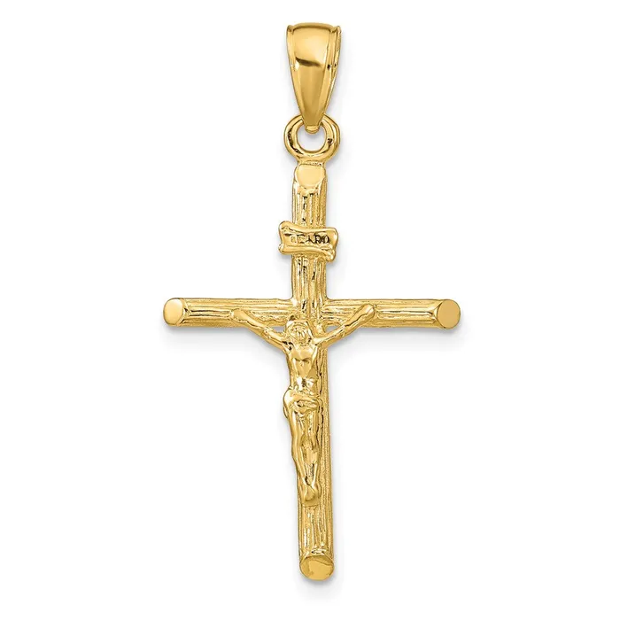 Qgold PreStyled Sets 14k Yellow Gold 18 mm Crucifix Pendant 202 grams