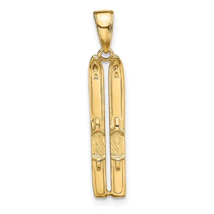 Qgold PreStyled Sets 14k Yellow Gold 5 mm 3D Snow Skis Pendant 107 grams Qgold PreStyled Sets 14k Yellow Gold 5 mm 3D Snow Skis Pendant 107 grams