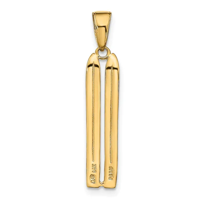 Qgold PreStyled Sets 14k Yellow Gold 5 mm 3D Snow Skis Pendant 107 grams Qgold PreStyled Sets 14k Yellow Gold 5 mm 3D Snow Skis Pendant 107 grams