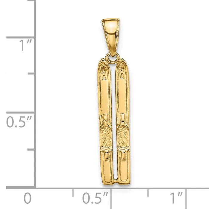 Qgold PreStyled Sets 14k Yellow Gold 5 mm 3D Snow Skis Pendant 107 grams Qgold PreStyled Sets 14k Yellow Gold 5 mm 3D Snow Skis Pendant 107 grams