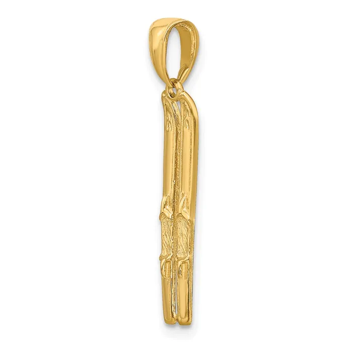 Qgold PreStyled Sets 14k Yellow Gold 5 mm 3D Snow Skis Pendant 107 grams Qgold PreStyled Sets 14k Yellow Gold 5 mm 3D Snow Skis Pendant 107 grams