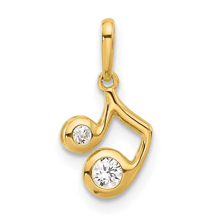 Qgold PreStyled Sets 14k Yellow Gold 77 mm Polished CZ Music Note Pendant 034 grams Qgold PreStyled Sets 14k Yellow Gold 77 mm Polished CZ Music Note Pendant 034 grams