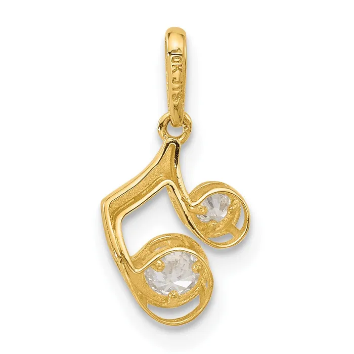 Qgold PreStyled Sets 14k Yellow Gold 77 mm Polished CZ Music Note Pendant 034 grams