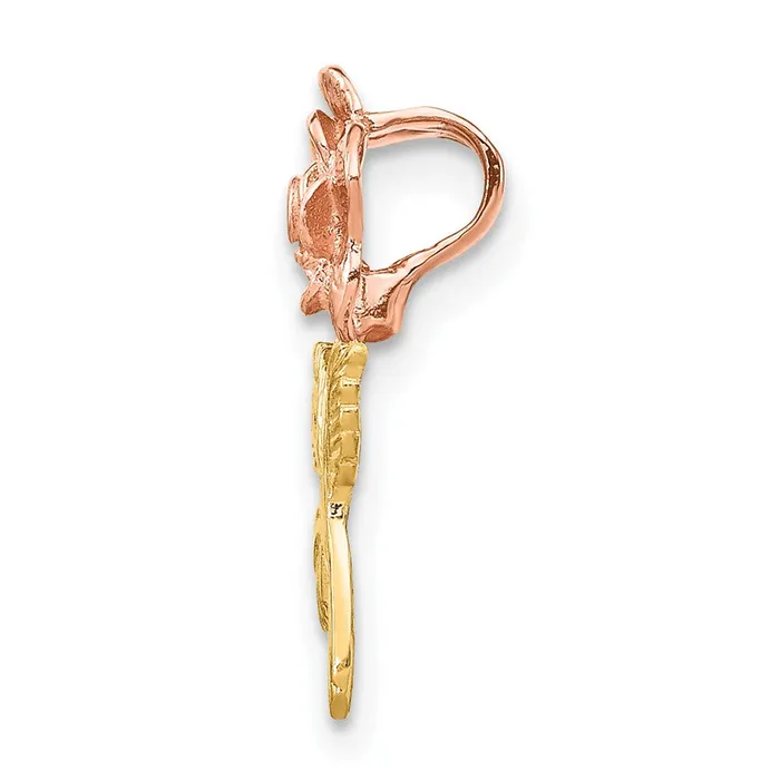 Qgold Rings 10k Twotone 10 mm Twotone Rose Flower Slide 071 grams Qgold Rings 10k Twotone 10 mm Twotone Rose Flower Slide 071 grams