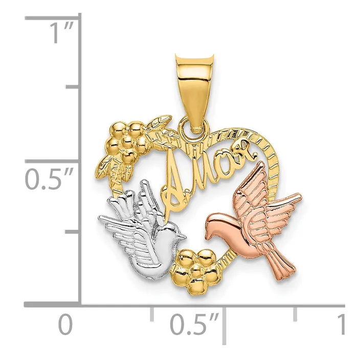 Qgold Rings 10k Twotone 201 mm AMOR Heart wDoves Charm 126 grams Qgold Rings 10k Twotone 201 mm AMOR Heart wDoves Charm 126 grams
