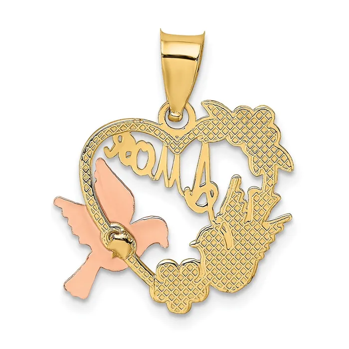 Qgold Rings 10k Twotone 201 mm AMOR Heart wDoves Charm 126 grams Qgold Rings 10k Twotone 201 mm AMOR Heart wDoves Charm 126 grams