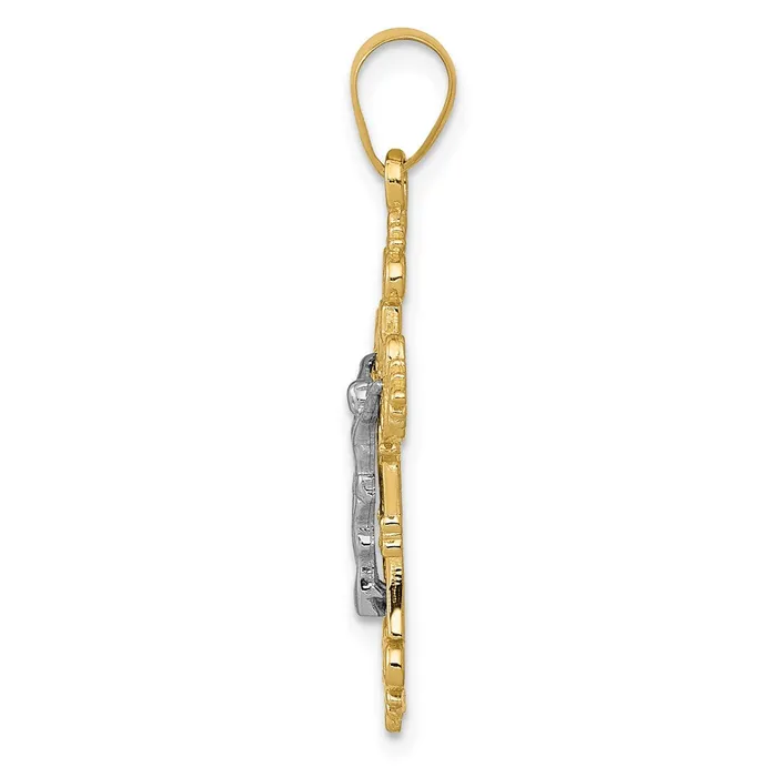 Qgold Rings 14k Twotone 14 mm TwoTone Small LacyEdge Inri Jesus Crucifix Pendant 112 grams Qgold Rings 14k Twotone 14 mm TwoTone Small LacyEdge Inri Jesus Crucifix Pendant 112 grams