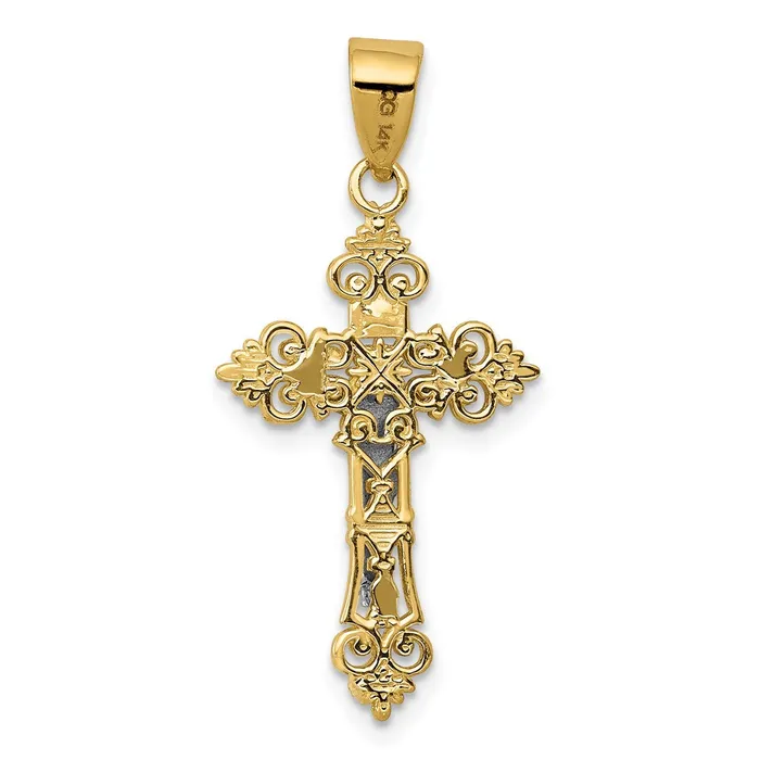 Qgold Rings 14k Twotone 14 mm TwoTone Small LacyEdge Inri Jesus Crucifix Pendant 112 grams Qgold Rings 14k Twotone 14 mm TwoTone Small LacyEdge Inri Jesus Crucifix Pendant 112 grams