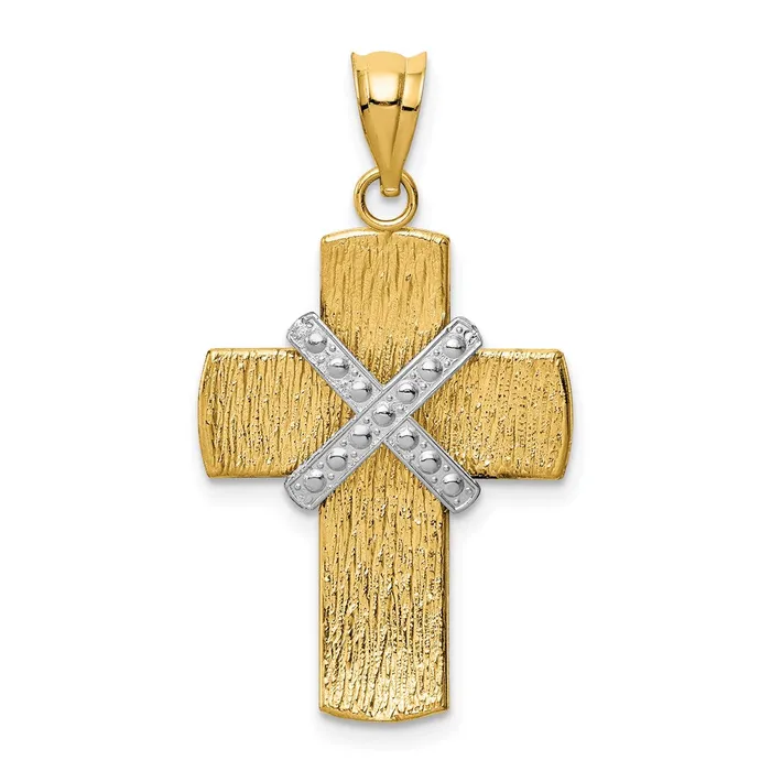 Qgold Rings 14k Twotone 18 mm Twotone Diamondcut Cross Pendant 179 grams Qgold Rings 14k Twotone 18 mm Twotone Diamondcut Cross Pendant 179 grams