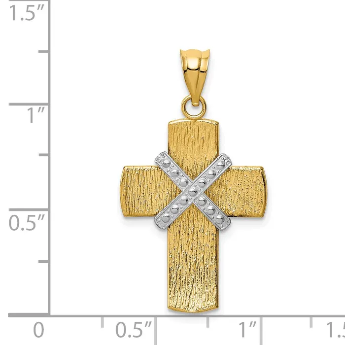 Qgold Rings 14k Twotone 18 mm Twotone Diamondcut Cross Pendant 179 grams Qgold Rings 14k Twotone 18 mm Twotone Diamondcut Cross Pendant 179 grams