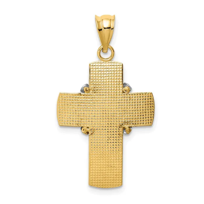 Qgold Rings 14k Twotone 18 mm Twotone Diamondcut Cross Pendant 179 grams Qgold Rings 14k Twotone 18 mm Twotone Diamondcut Cross Pendant 179 grams