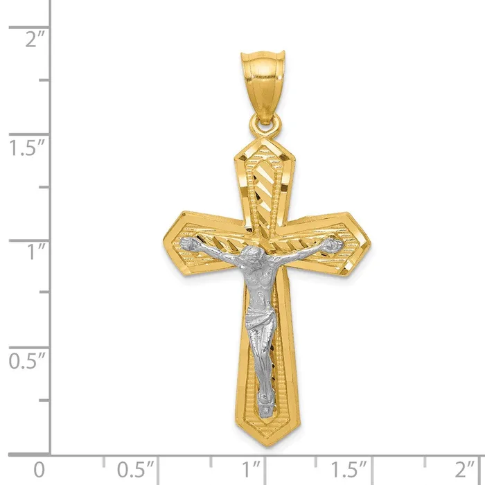 Qgold Rings 14k Twotone 25 mm Diamondcut Passion Crucifix Pendant 346 grams Qgold Rings 14k Twotone 25 mm Diamondcut Passion Crucifix Pendant 346 grams