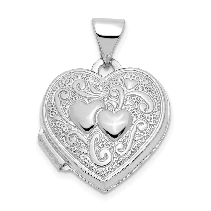 Qgold Rings 14k White Gold 1515 mm Double Heart Locket 067 grams