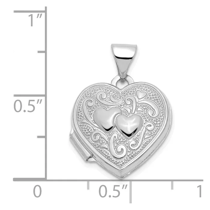 Qgold Rings 14k White Gold 1515 mm Double Heart Locket 067 grams