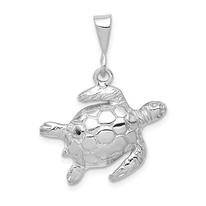 Qgold Rings 14k White Gold 215 mm Solid Polished OpenBacked Sea Turtle Pendant 258 grams Qgold Rings 14k White Gold 215 mm Solid Polished OpenBacked Sea Turtle Pendant 258 grams