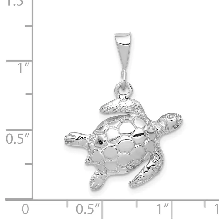Qgold Rings 14k White Gold 215 mm Solid Polished OpenBacked Sea Turtle Pendant 258 grams Qgold Rings 14k White Gold 215 mm Solid Polished OpenBacked Sea Turtle Pendant 258 grams