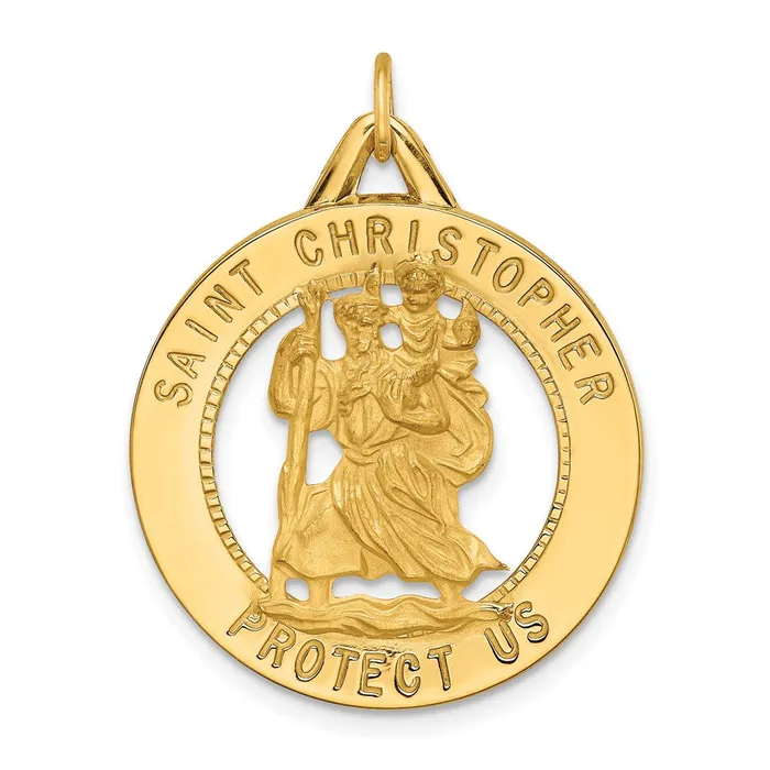 Qgold Rings 14k Yellow Gold 242 mm Solid PolishedSatin Round Cutout St Christopher Medal 431 grams Qgold Rings 14k Yellow Gold 242 mm Solid PolishedSatin Round Cutout St Christopher Medal 431 grams