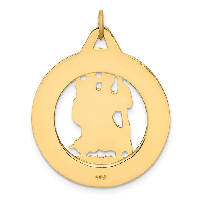 Qgold Rings 14k Yellow Gold 242 mm Solid PolishedSatin Round Cutout St Christopher Medal 431 grams
