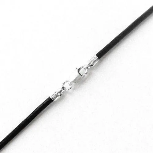 Quality Gold Inc Necklaces Black Leather Cord Necklace with Sterling Silver Lobster Claw Clasp 200mm Quality Gold Inc Necklaces Black Leather Cord Necklace with Sterling Silver Lobster Claw Clasp 200mm